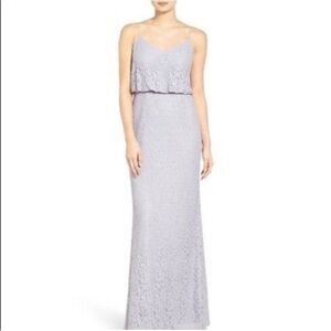 Adrianna Papell Lace Blouson evening gown Light Dove
